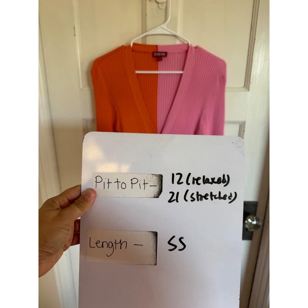 Staud Shoko orange pink colorblock knit midi dress size small - Picture 7 of 7